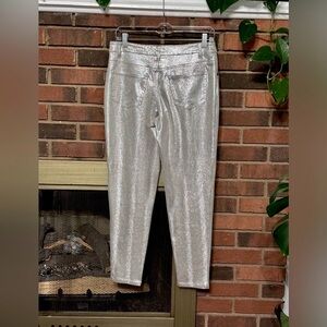#6)  ERiC  shine-Silver stretch pants Size 6 excellent condition